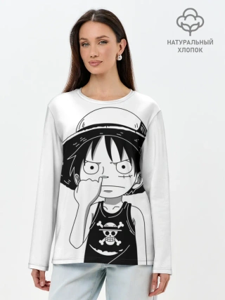 Лонгслив женский. Хлопок / палец в носу One Piece