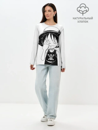 Лонгслив женский. Хлопок / палец в носу One Piece