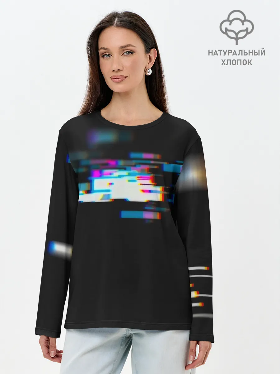 Лонгслив женский. Хлопок / Глитч