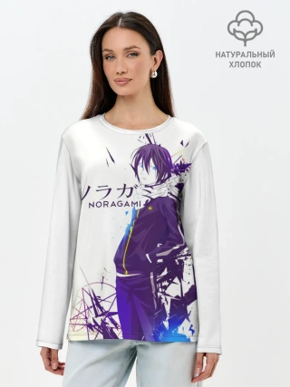 Лонгслив женский. Хлопок / NORAGAMI Yato blue