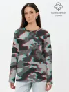 Лонгслив женский. Хлопок / Серый камуфляж
