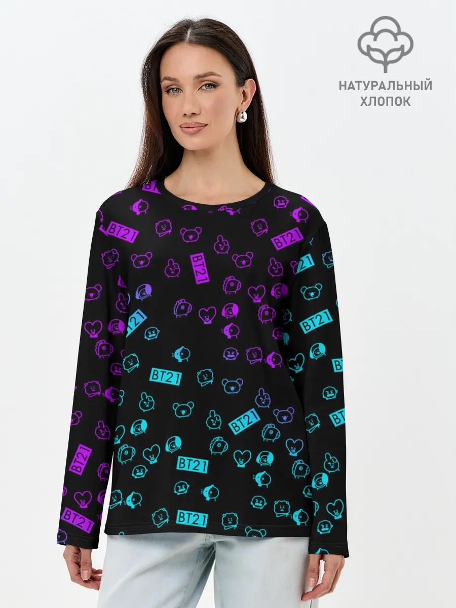 Лонгслив женский. Хлопок / BTS BT21