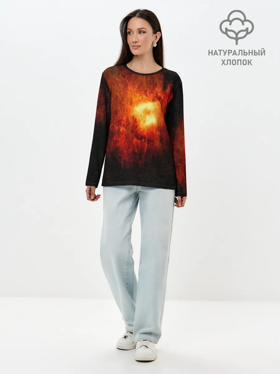 Лонгслив женский. Хлопок / Черная дыра