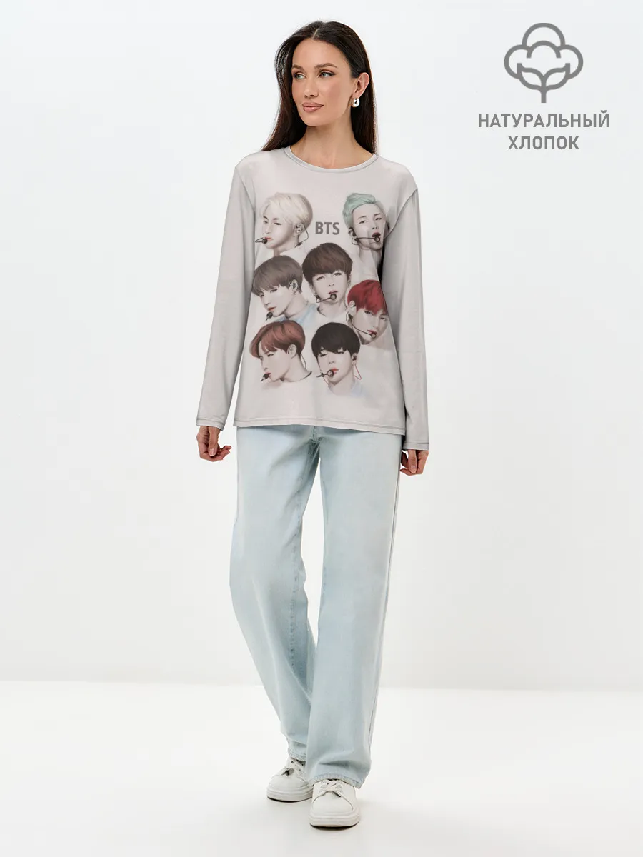 Лонгслив женский. Хлопок / BTS
