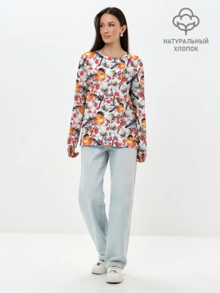 Лонгслив женский. Хлопок / Снегири