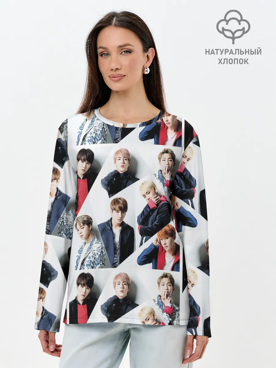Лонгслив женский. Хлопок / BTS COLLAGE
