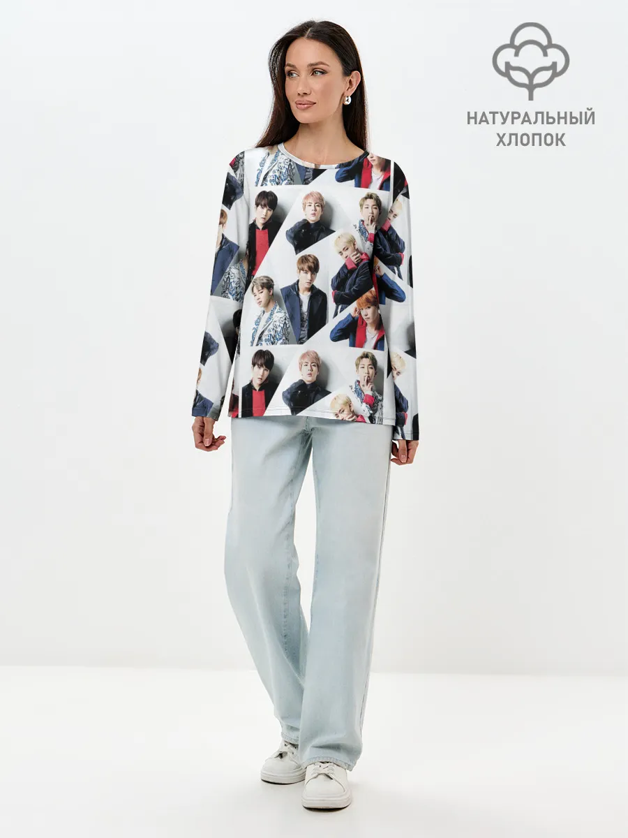 Лонгслив женский. Хлопок / BTS COLLAGE