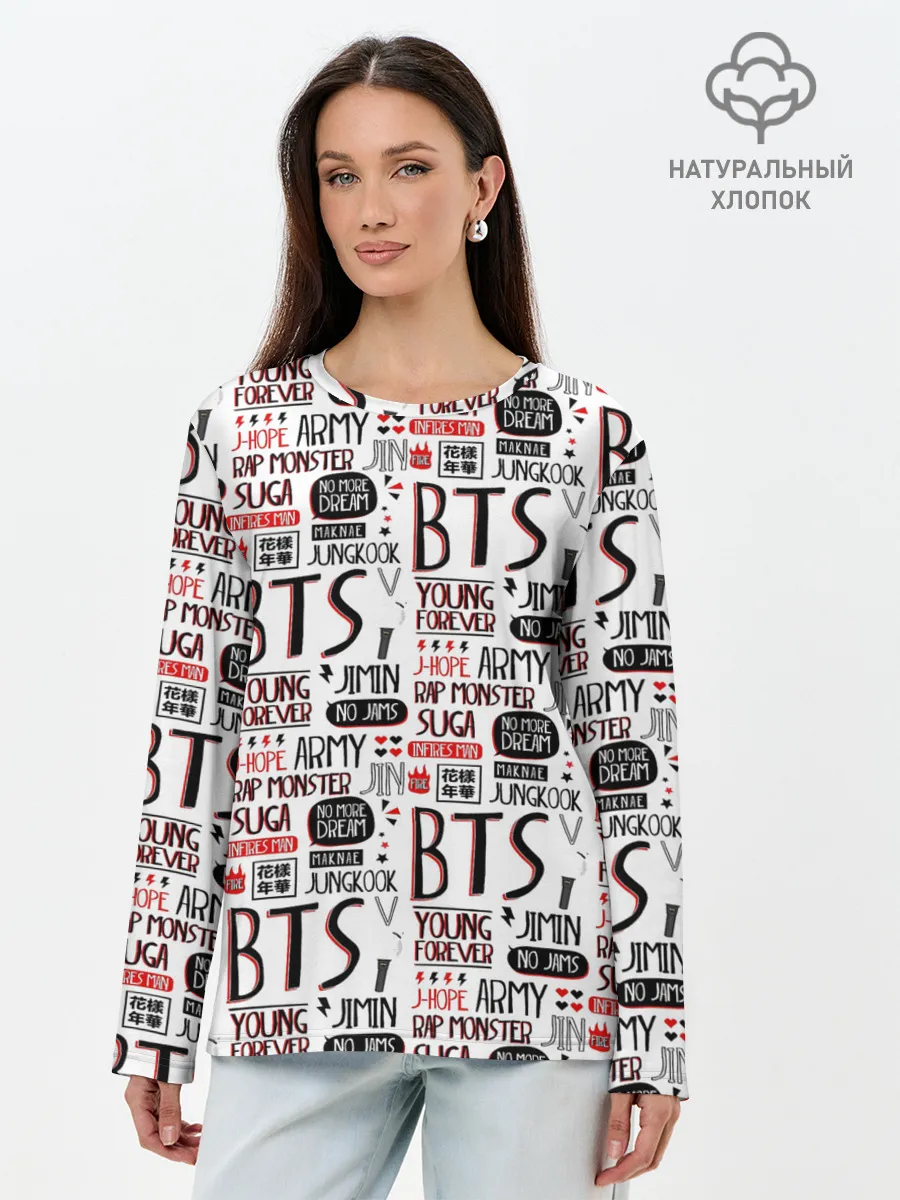 Лонгслив женский. Хлопок / BTS Collage