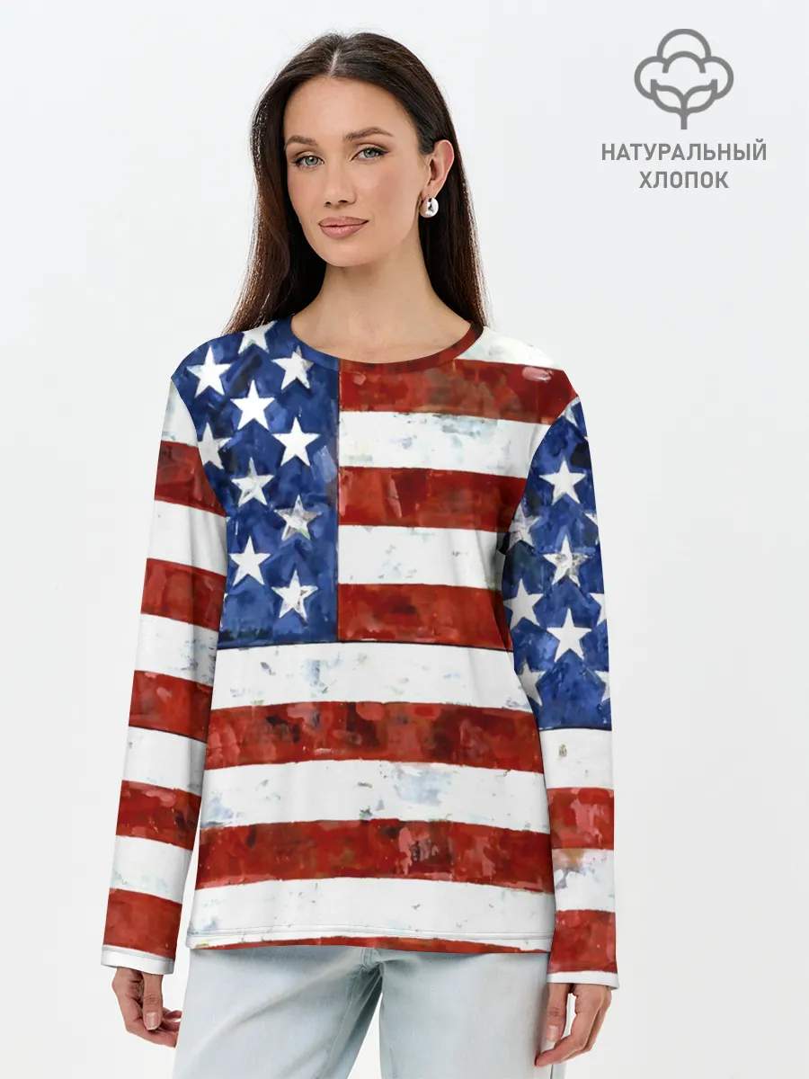 Лонгслив женский. Хлопок / США ФЛАГ