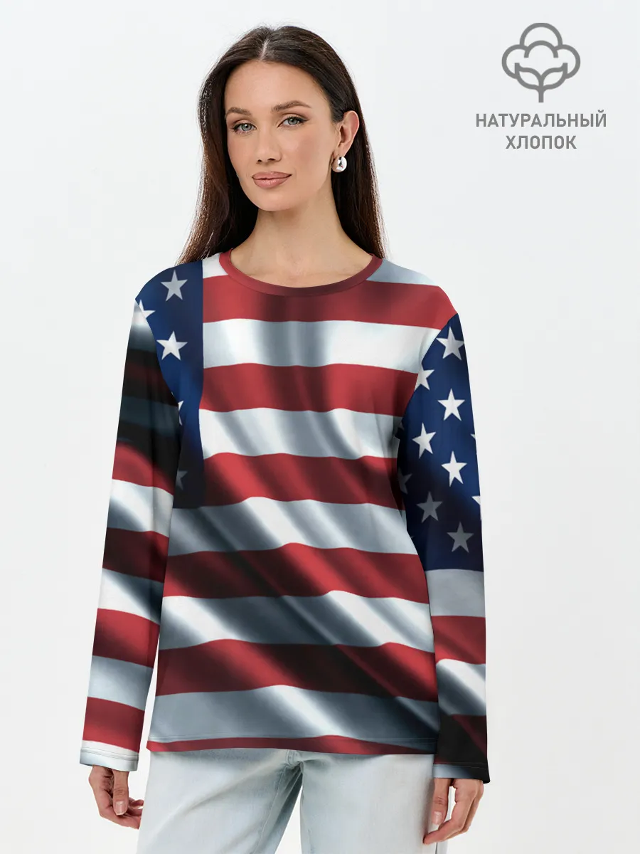 Лонгслив женский. Хлопок / Символика Америки