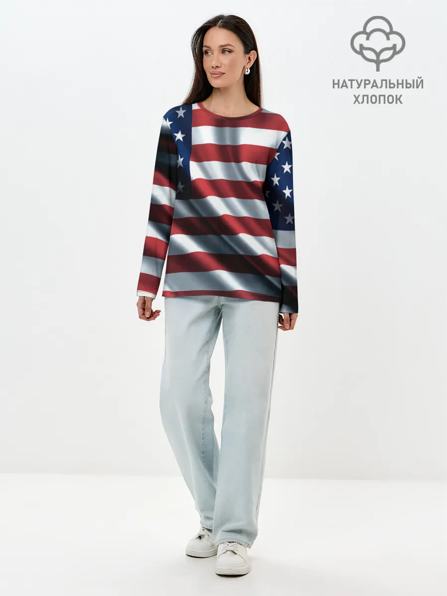 Лонгслив женский. Хлопок / Символика Америки