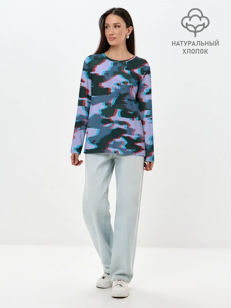 Лонгслив женский. Хлопок / Камуфляж
