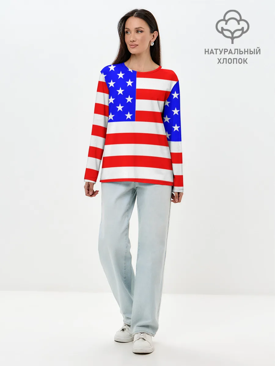 Лонгслив женский. Хлопок / АМЕРИКАНСКИЙ ФЛАГ