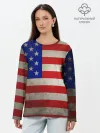 Лонгслив женский. Хлопок / Американский флаг