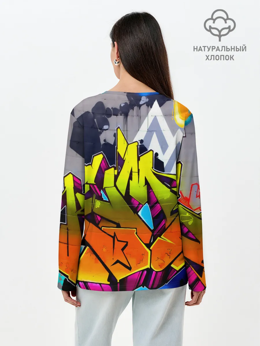 Лонгслив женский. Хлопок / НЕОНОВОЕ ГРАФФИТИ