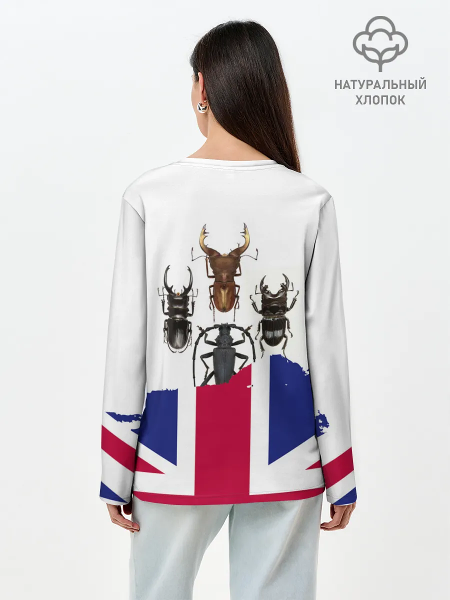 Лонгслив женский. Хлопок / Жуки