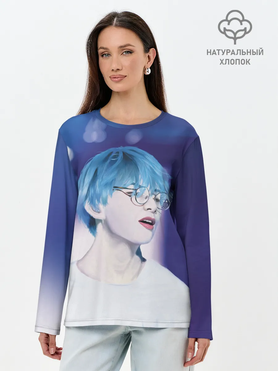 Лонгслив женский. Хлопок / BTS Blue