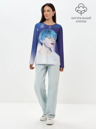 Лонгслив женский. Хлопок / BTS Blue