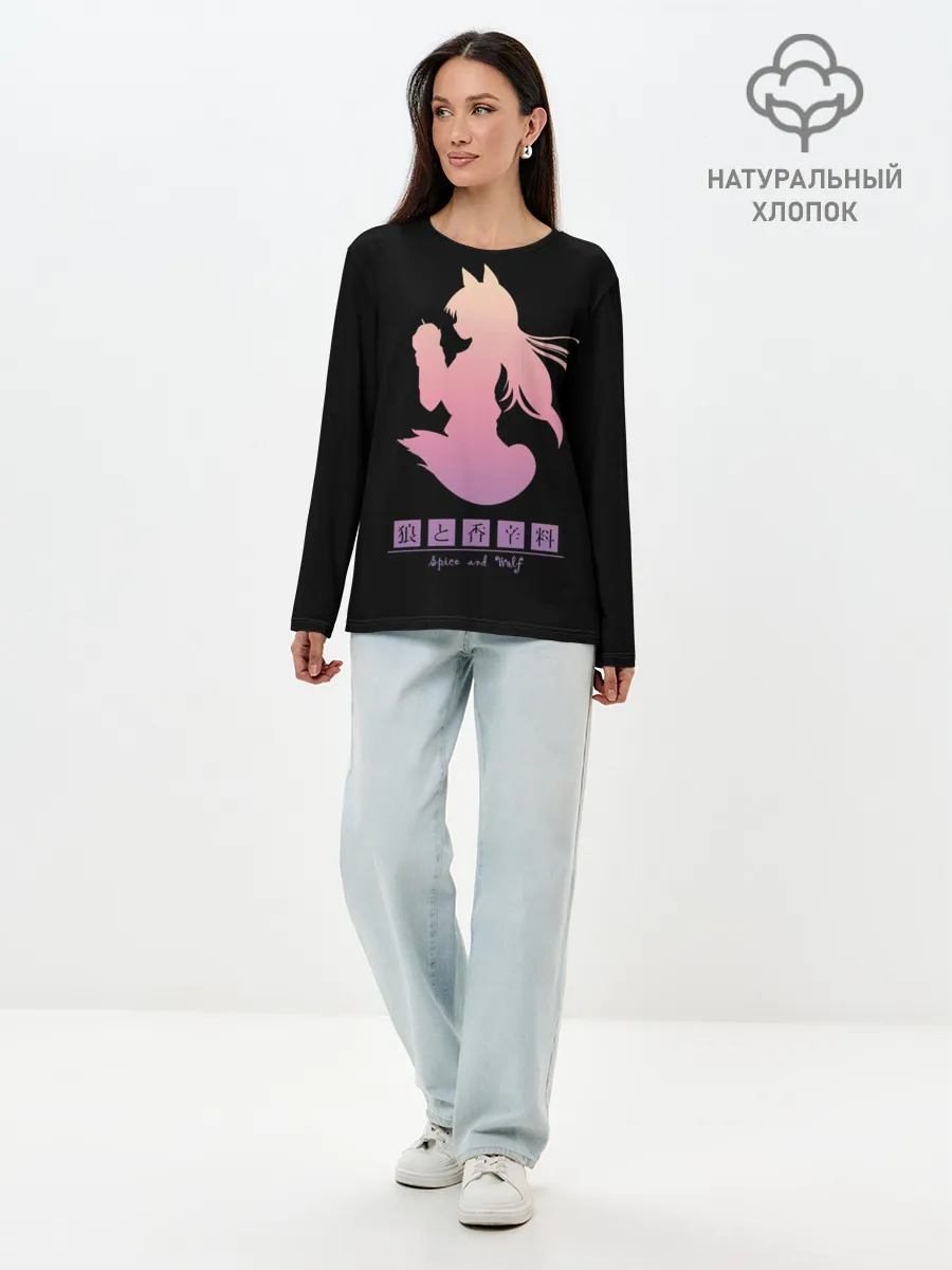 Лонгслив женский. Хлопок / силуэт Аниме-девочки-оборотня