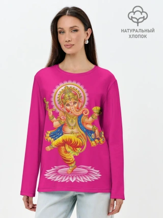 Лонгслив женский. Хлопок / Ганеша