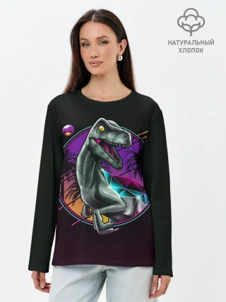 Лонгслив женский. Хлопок / неон