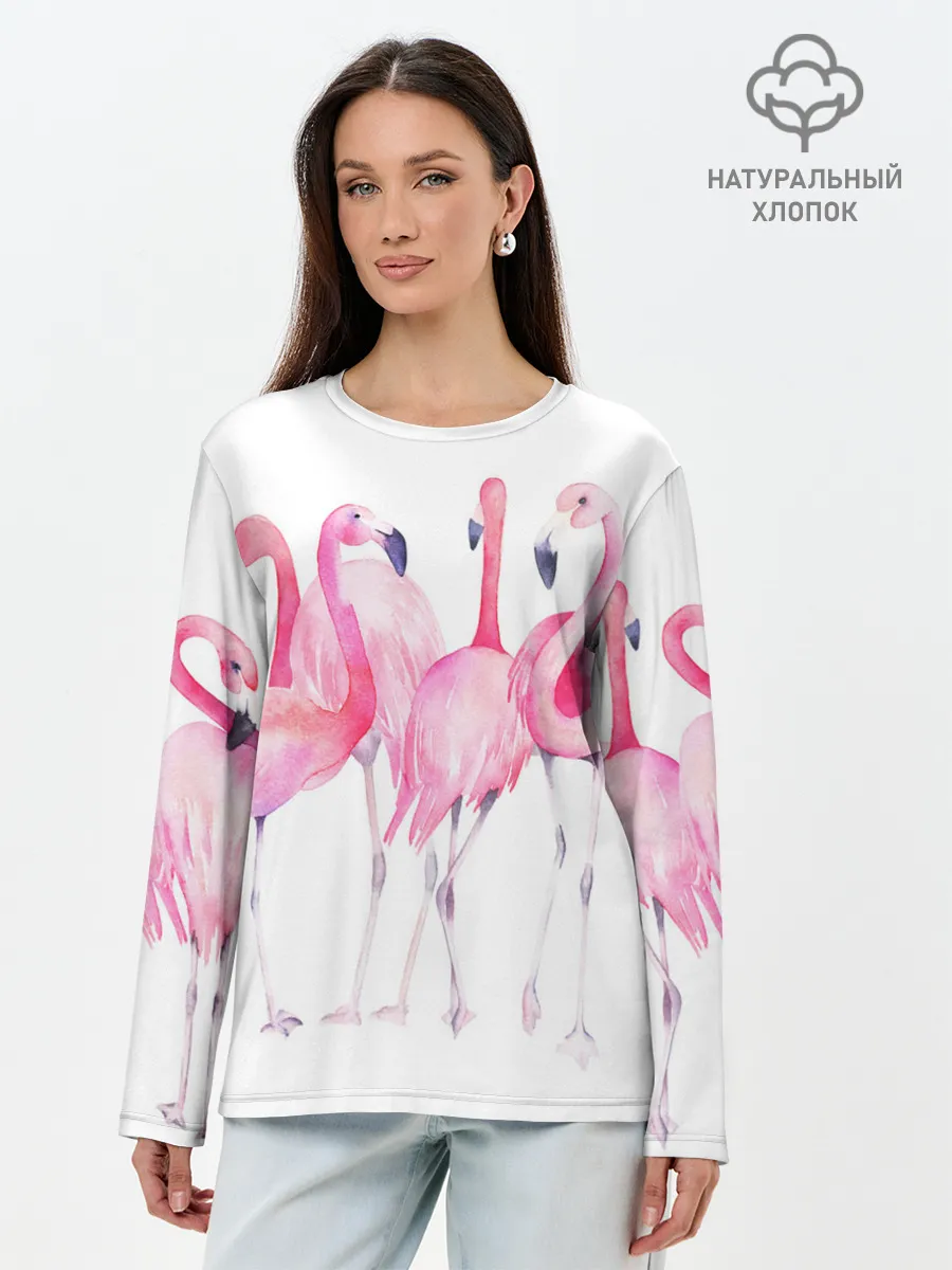 Лонгслив женский. Хлопок / Фламинго