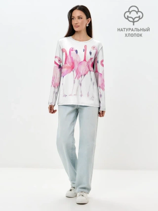 Лонгслив женский. Хлопок / Фламинго