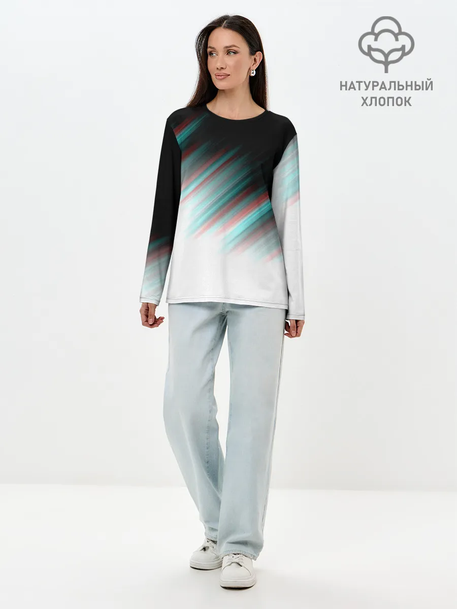 Лонгслив женский. Хлопок / GLITCH STRIPES