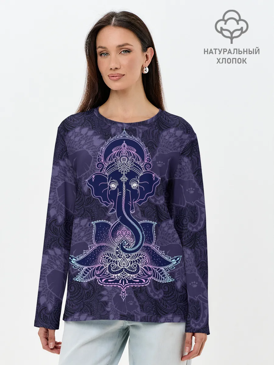 Лонгслив женский. Хлопок / Ганеша