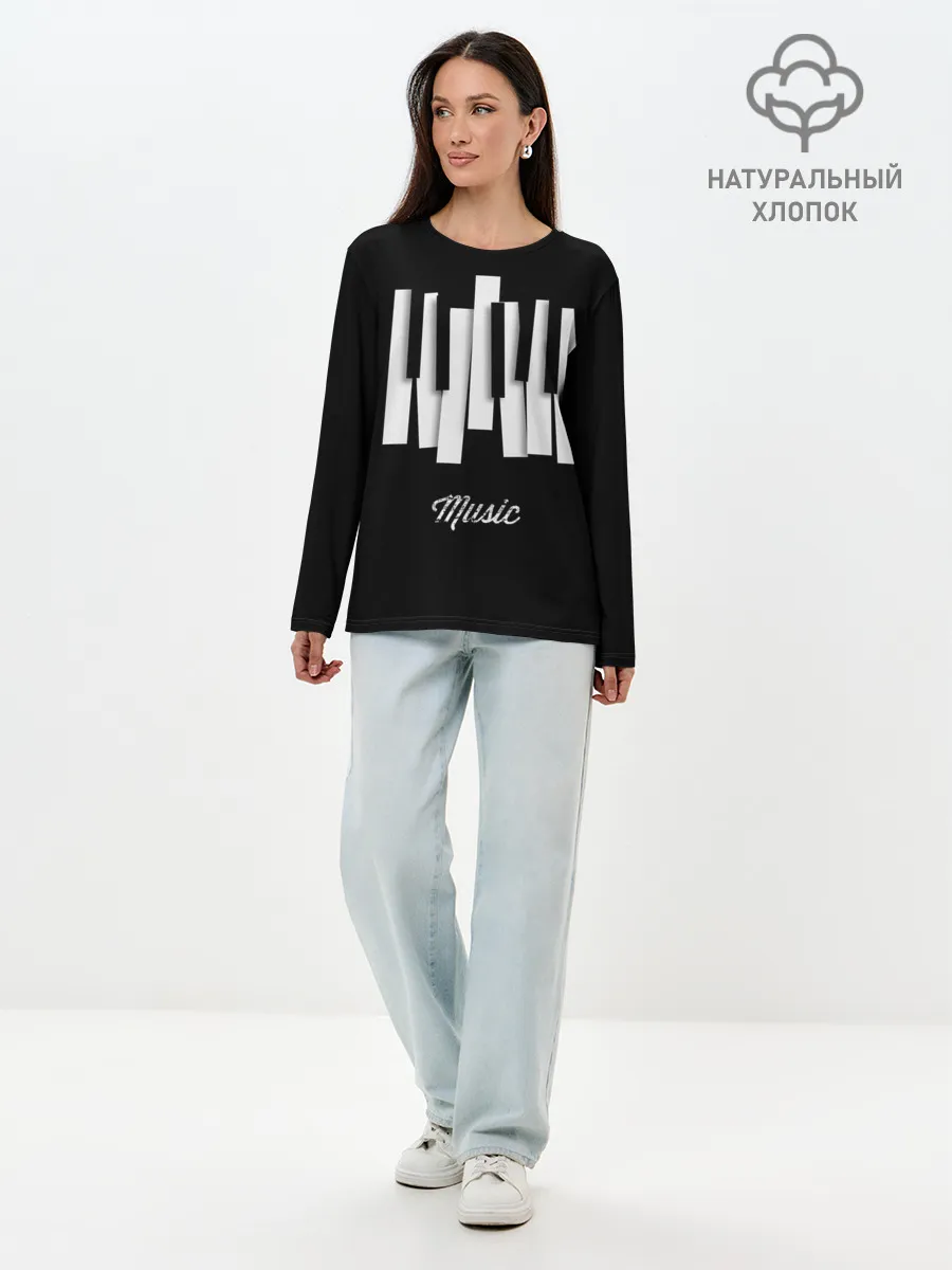 Лонгслив женский. Хлопок / Клавиатура