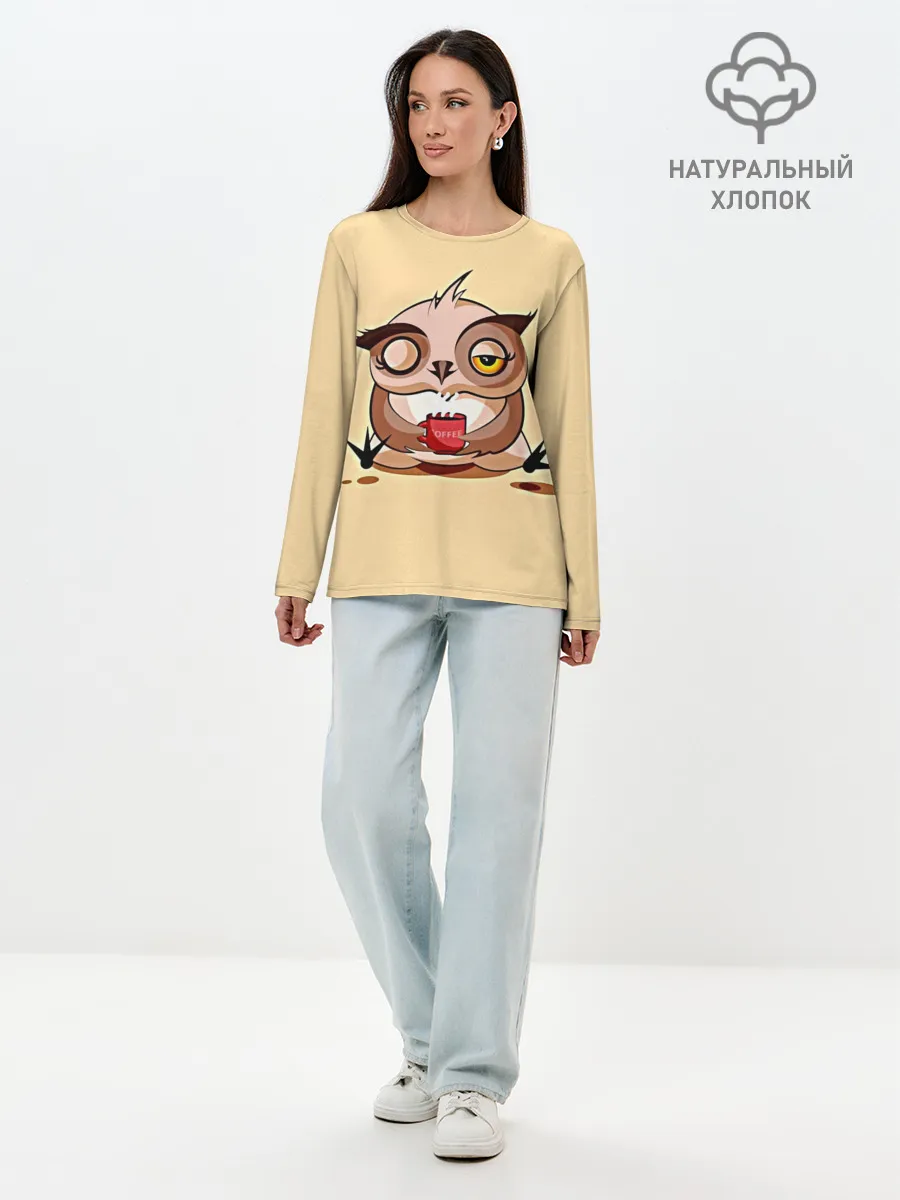Лонгслив женский. Хлопок / Сова Кофеман