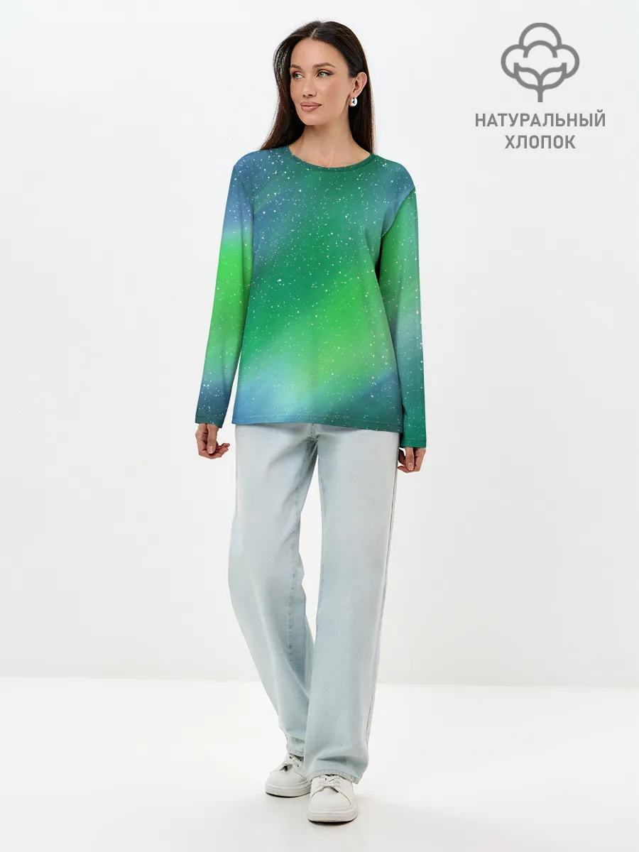 Лонгслив женский. Хлопок / КРАСКИ КОСМОСА