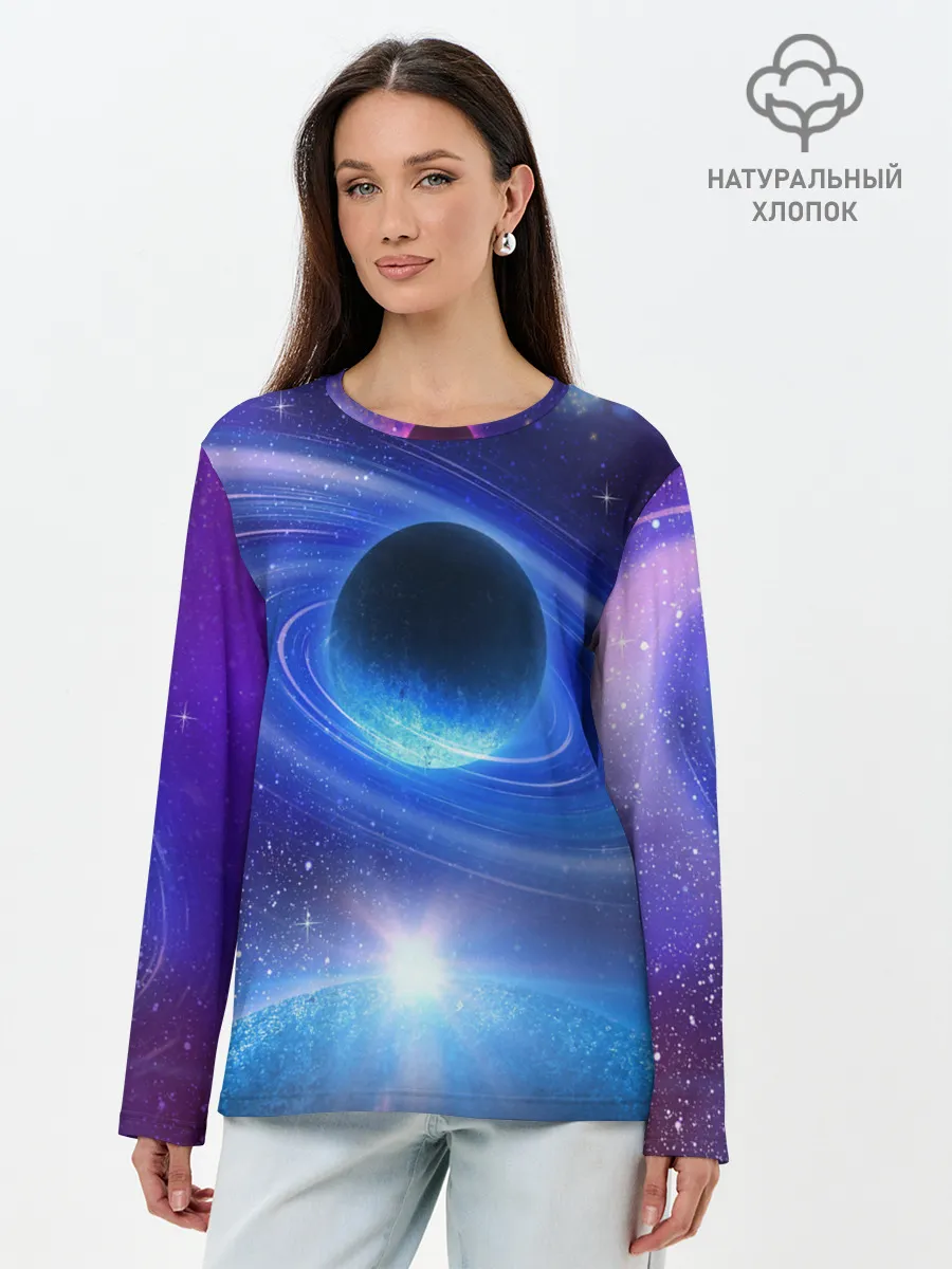 Лонгслив женский. Хлопок / Космос