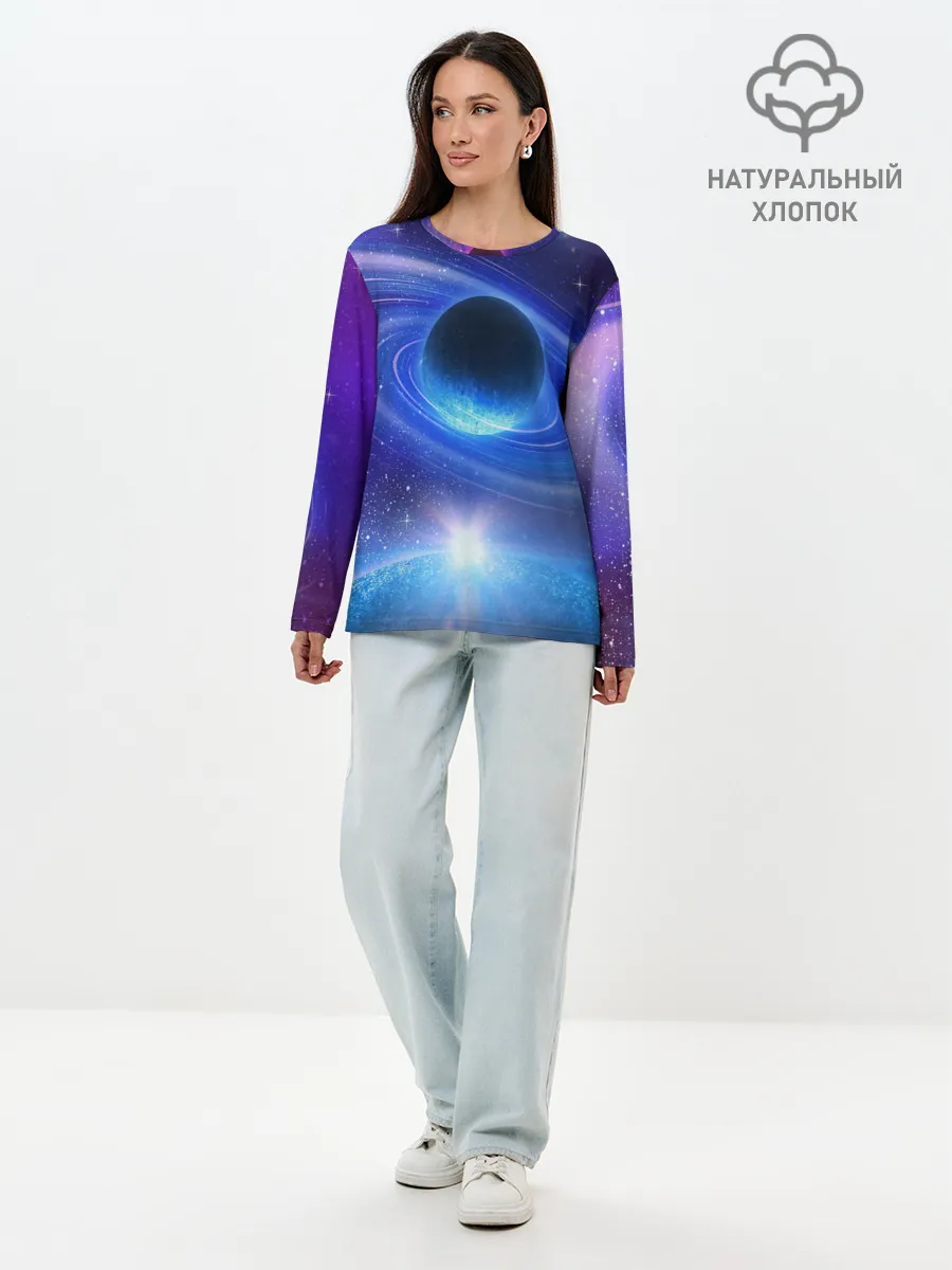 Лонгслив женский. Хлопок / Космос