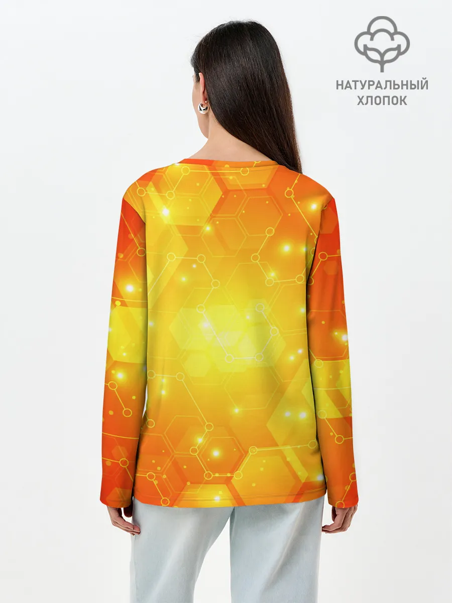 Лонгслив женский. Хлопок / ОРАНЖЕВЫЕ СОТЫ