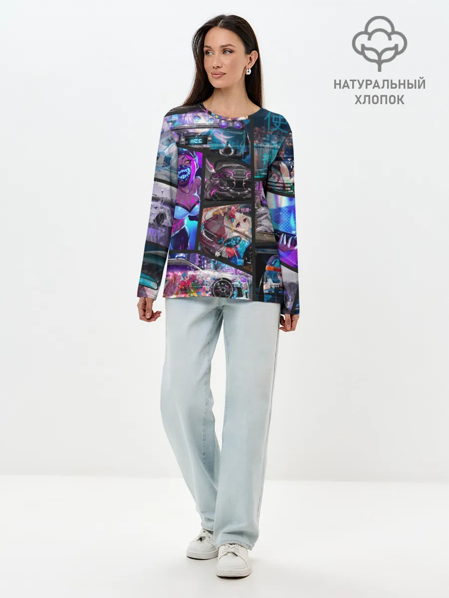 Лонгслив женский. Хлопок / JDM Anime