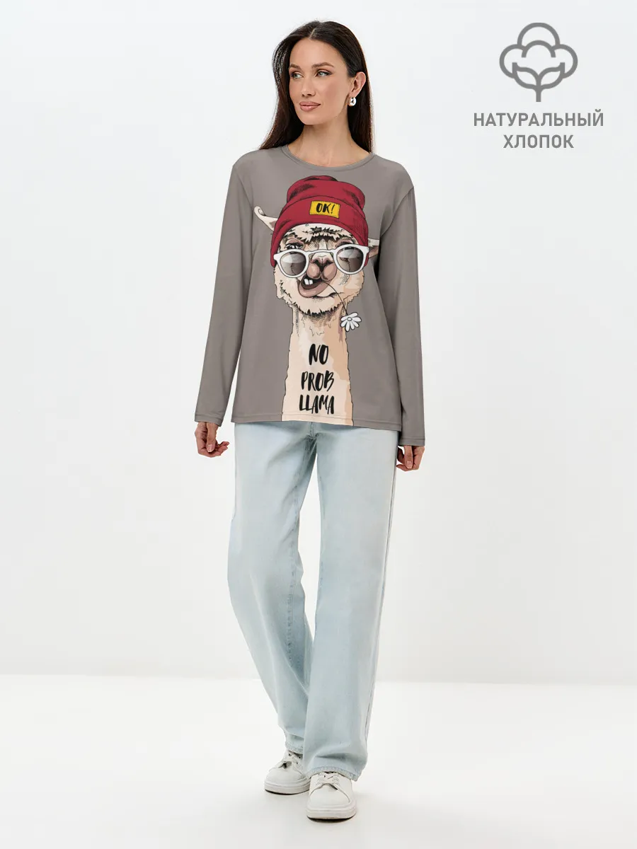 Лонгслив женский. Хлопок / llama