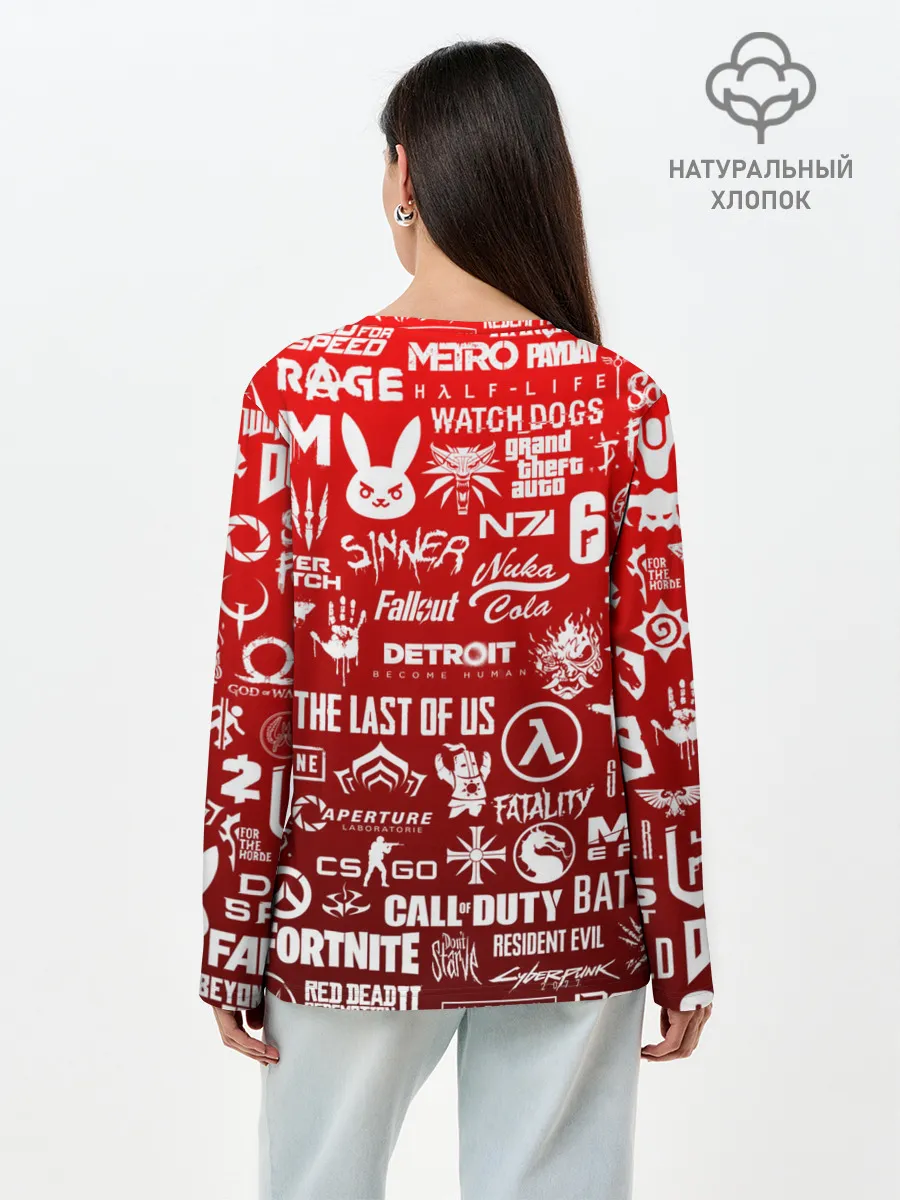 Лонгслив женский. Хлопок / ЛОГОТИПЫ ИГР