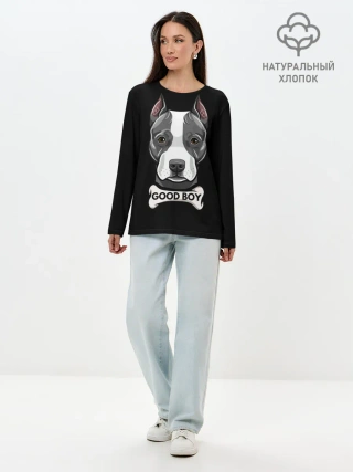 Лонгслив женский. Хлопок / Стаффордширский терьер