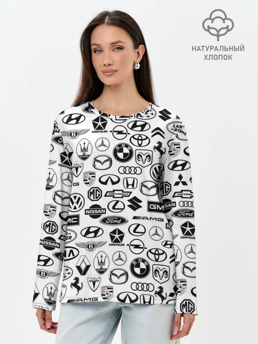 Лонгслив женский. Хлопок / ЛОГОТИПЫ АВТО