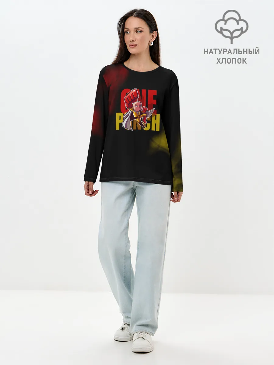 Лонгслив женский. Хлопок / Один удар Сайтамы
