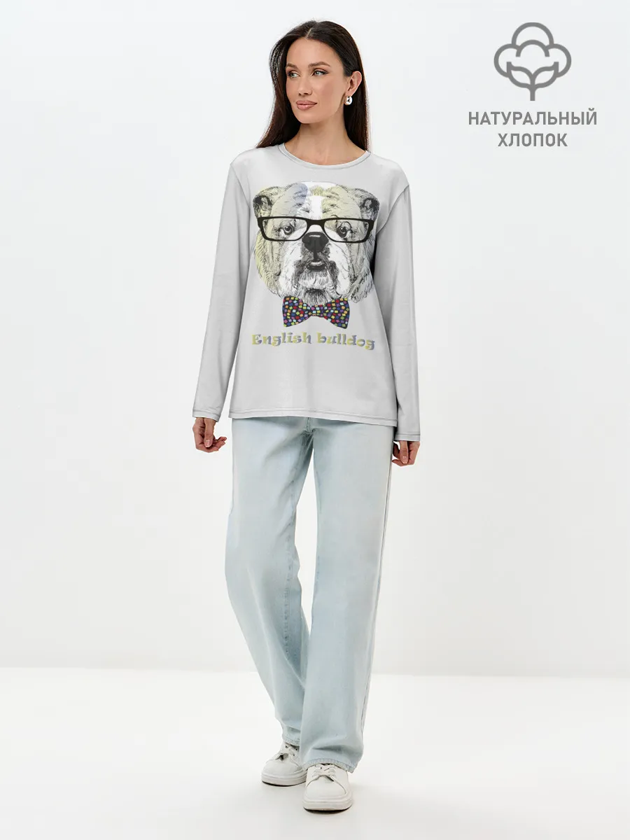 Лонгслив женский. Хлопок / Английский бульдог