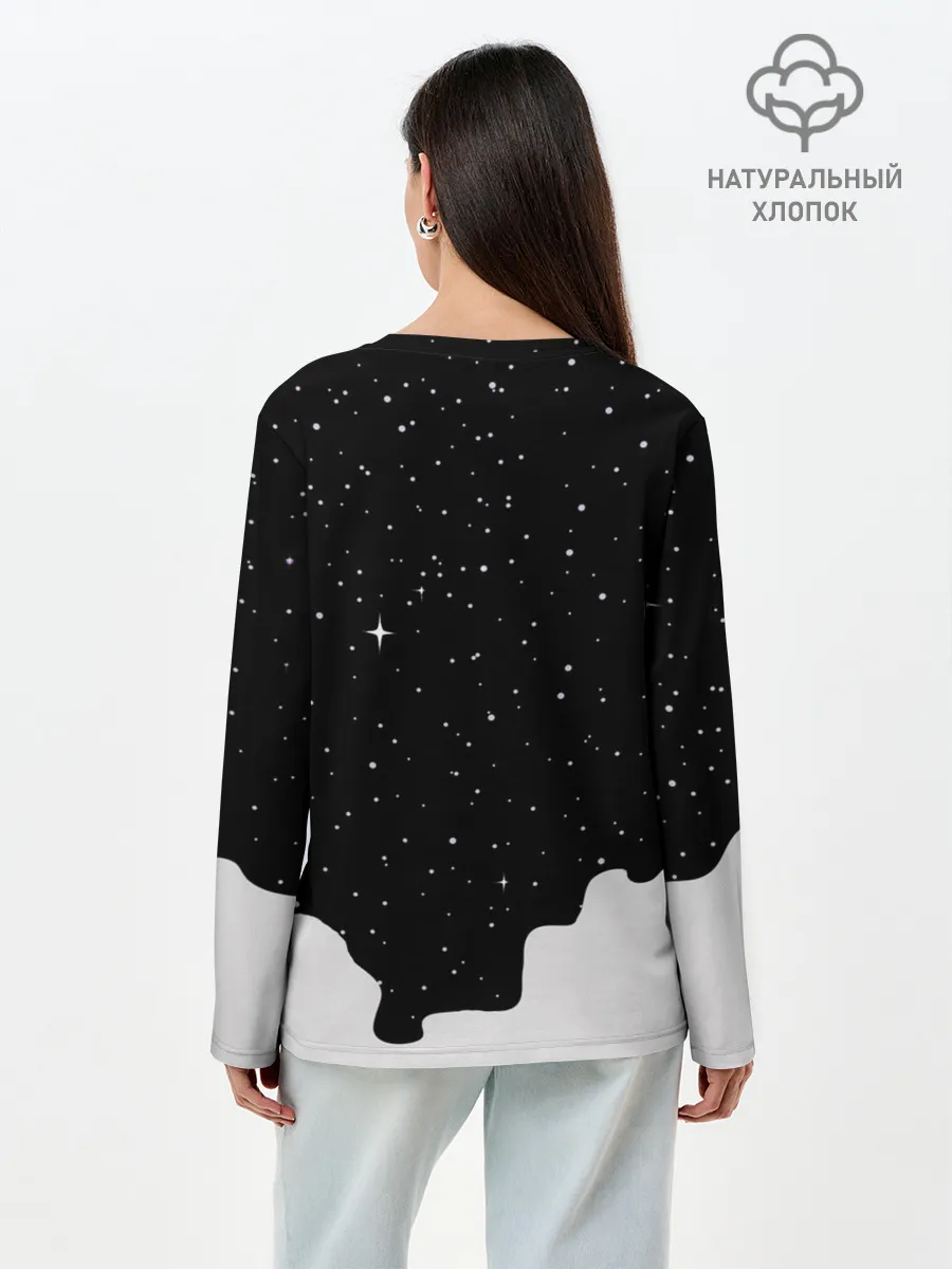 Лонгслив женский. Хлопок / Космический Кот