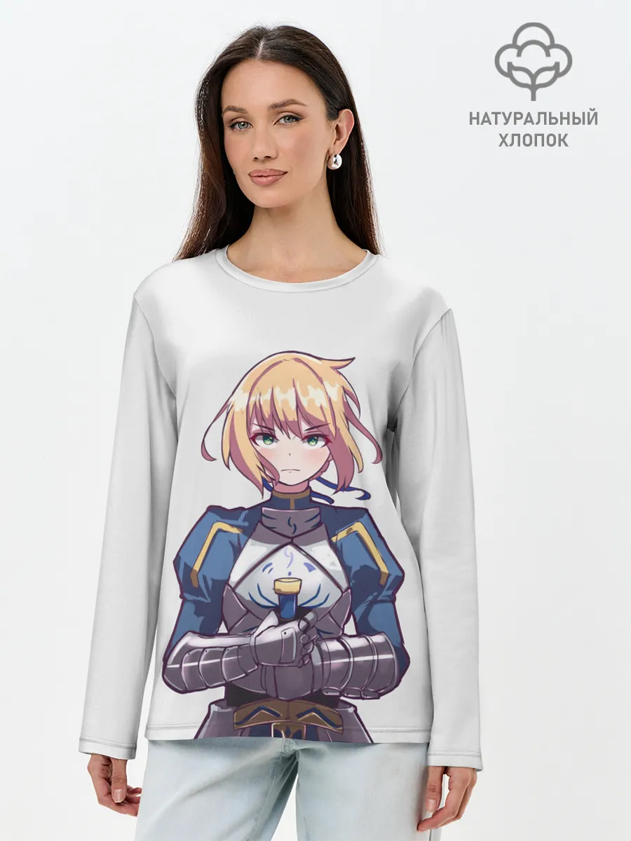 Лонгслив женский. Хлопок / Девушка рыцарь