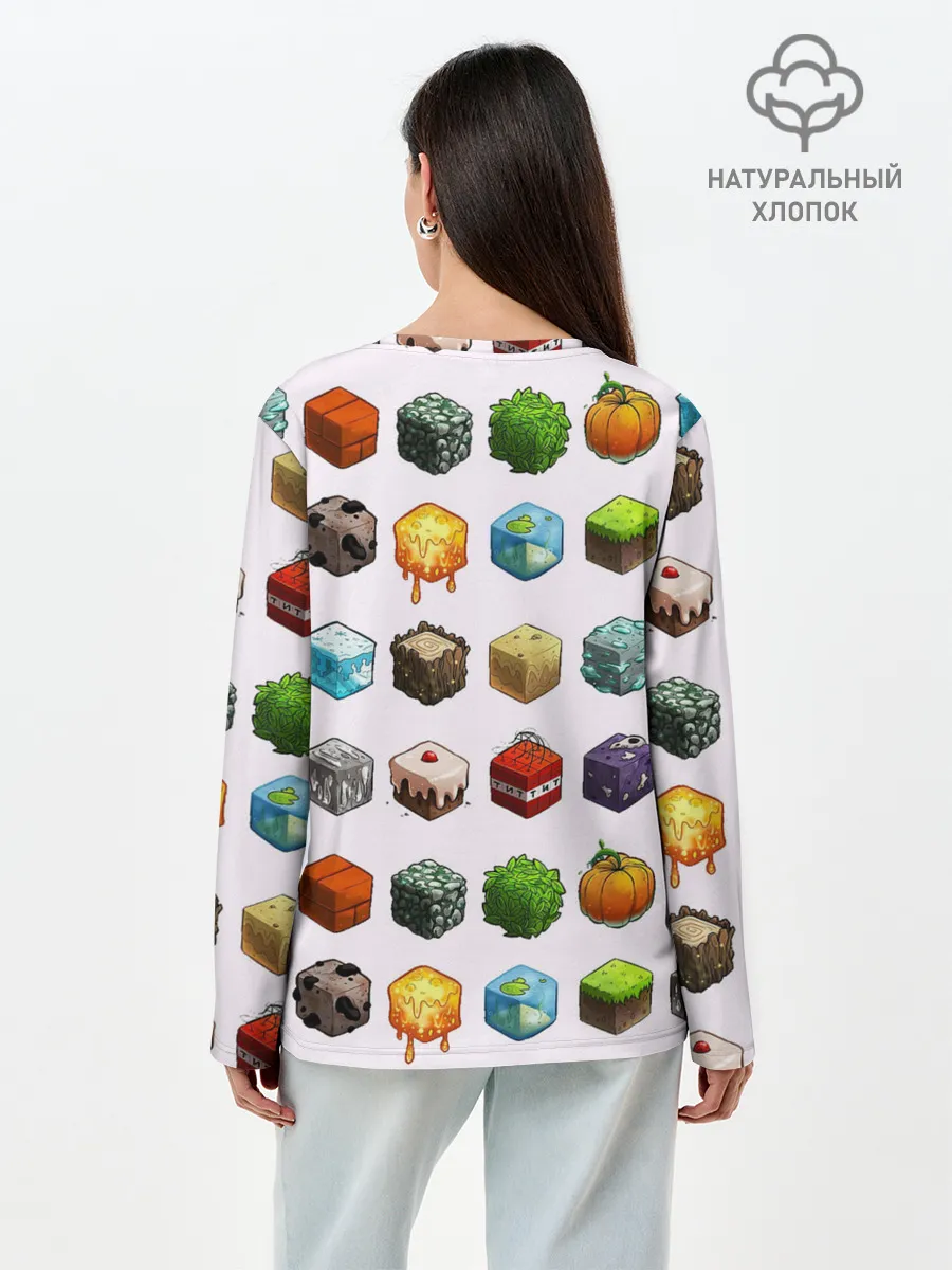 Лонгслив женский. Хлопок / Minecraft
