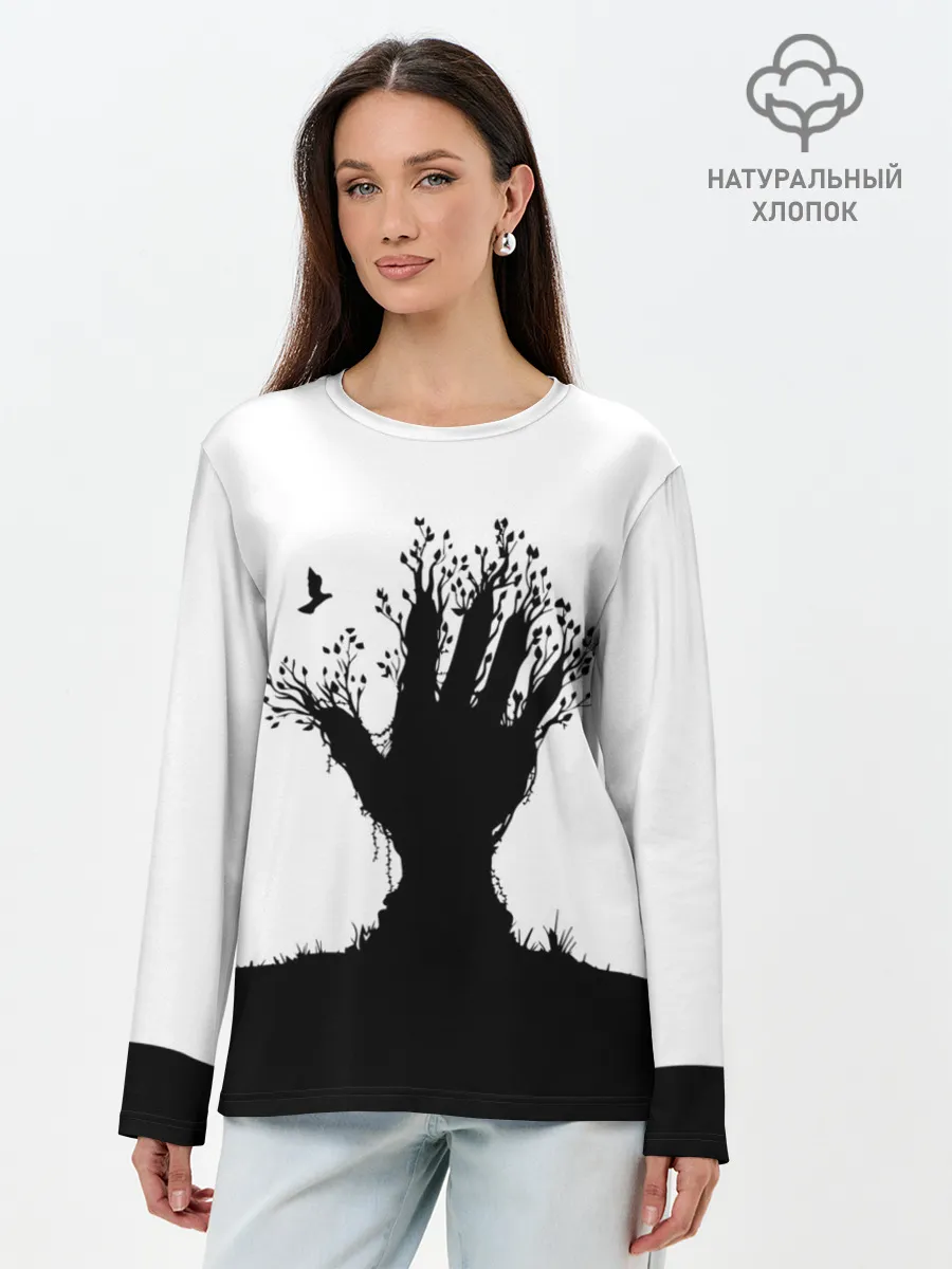 Лонгслив женский. Хлопок / Дерево