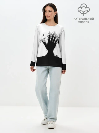 Лонгслив женский. Хлопок / Дерево