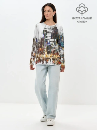 Лонгслив женский. Хлопок / Мегаполис