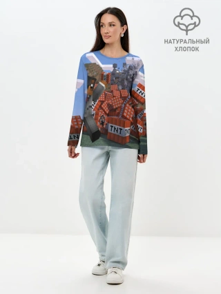 Лонгслив женский. Хлопок / MINECRAFT