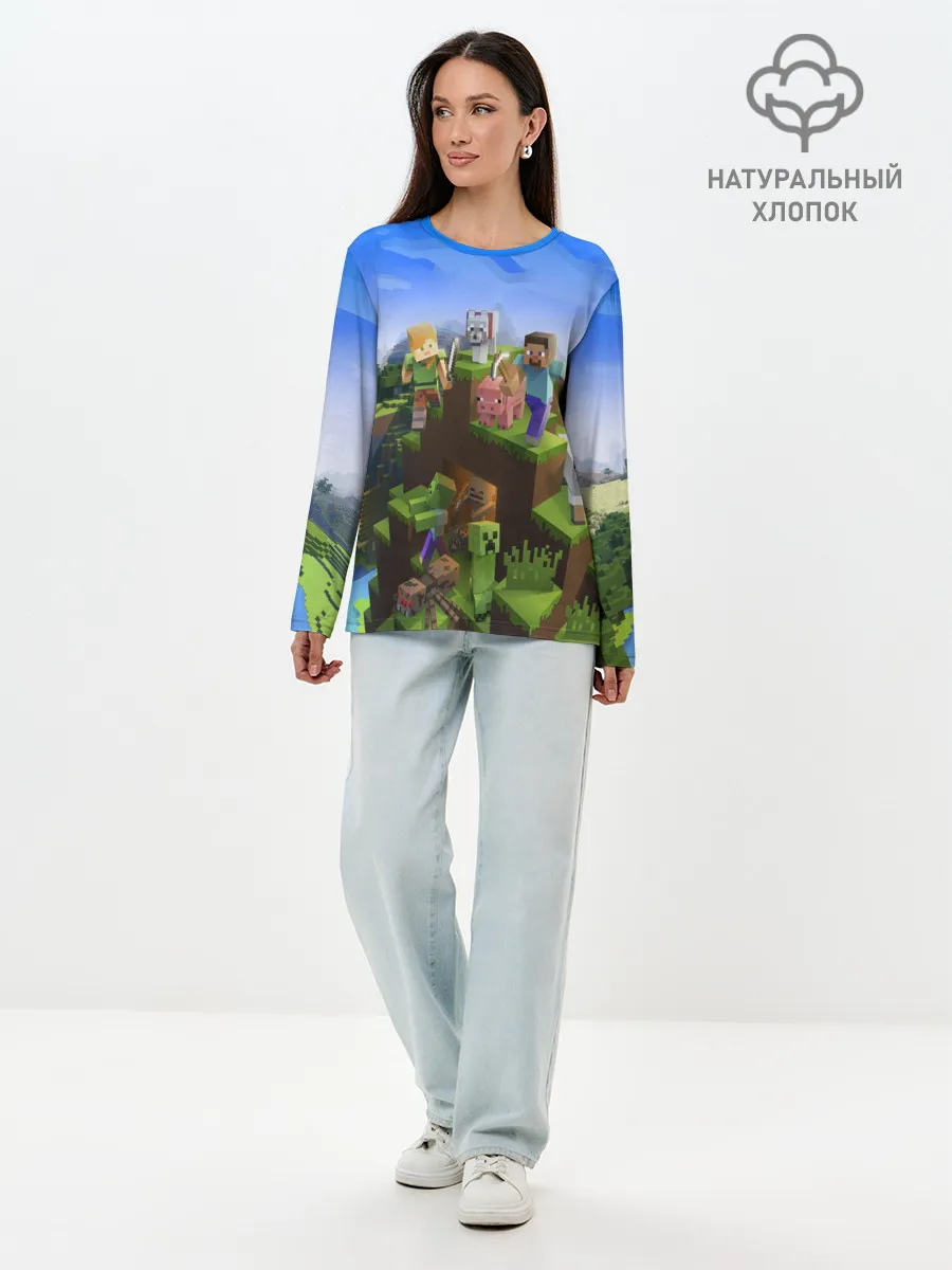Лонгслив женский. Хлопок / MINECRAFT